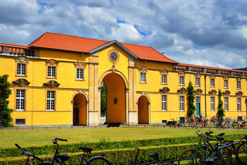 Osnabruck castle and St. Katharinen church. Baroque palace in Germany