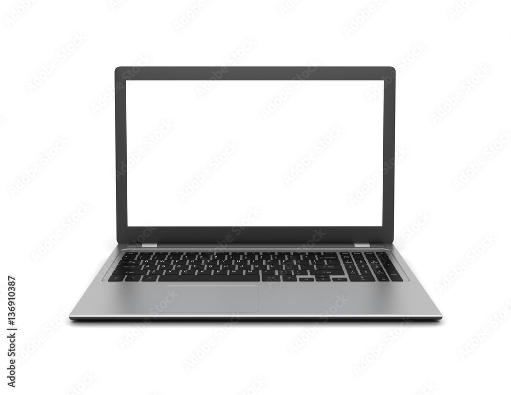 Wall mural laptop computer on white background