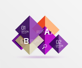 Glossy squares with text, abstract geometric design concept