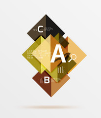 Glossy squares with text, abstract geometric design concept