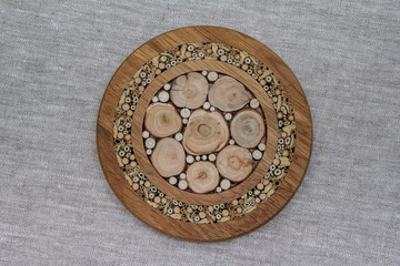 деревянная текстура на льняном фоне