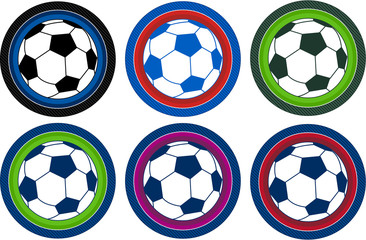 Six Cartoon Soccer Footballs