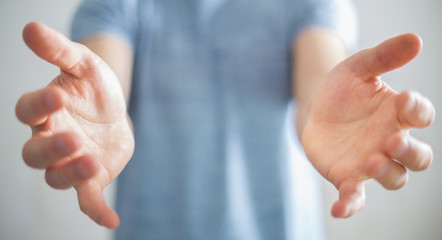 Businessman showing his empty hand
