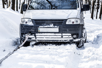 the car got stuck in the snow
