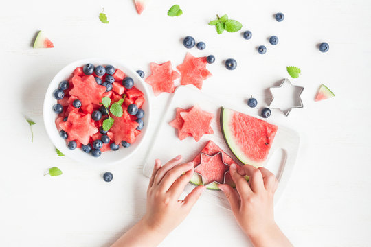 Watermelon Salad. Slices Of Watermelon In The Shape Of A Star. C