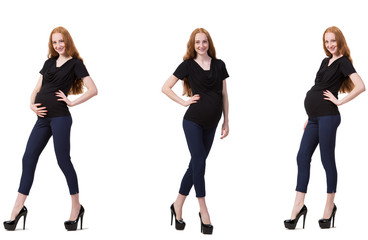 Fototapeta premium Pregnant woman in composite image isolated on white