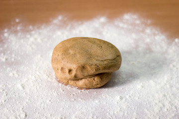 dough, wooden, table, flour, white, pie, isolated, wood, fresh, bread, food, cake, making, homemade, yeast, background, bakery, pastry, traditional, cook, meal, kneading, board, kitchen, preparation