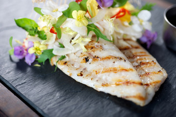 Creative fine dining fish dish