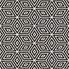 Trendy Monochrome Line Lattice. Vector Seamless Black and White Pattern.