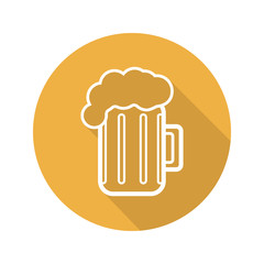 Beer mug flat linear long shadow icon