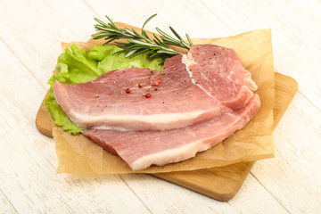Raw pork steak