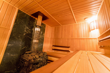 Wooden bath or sauna interior