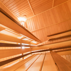 Wooden bath or sauna interior