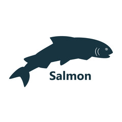 Fish salmon isolated on the white background blue text
