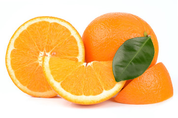 Oranges on white background