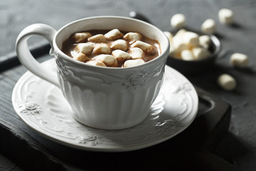 Hot cocoa drink with marshmallow