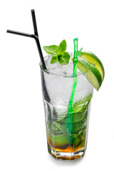Mojito cocktail on white background
