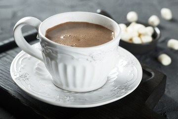 Hot cocoa drink with marshmallow