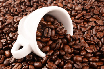 Coffee beans and mug
