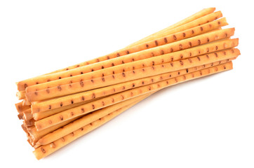 crispy straw on white background