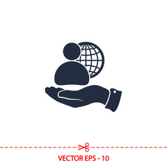 Fototapeta premium global business, business man icon, vector illustration. Flat design style