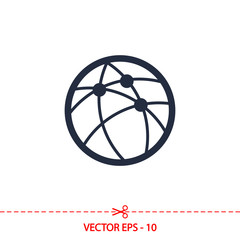 Global technology or social network  icon, vector illustration. Flat design style