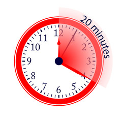 Clock 20 Minutes To Go Vector Illustration