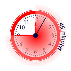Clock 45 Minutes To Go Vector Illustration