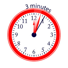 Clock 3 Minutes To Go Vector Illustration