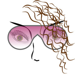 Eyes with sun glasses on white background