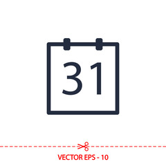 calendar icon, vector illustration. Flat design style 