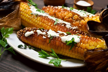 Roasted corn, top view