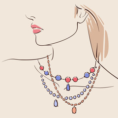 Beautiful woman wearing a necklace - 136921387