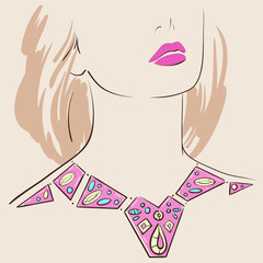 Beautiful woman wearing a necklace