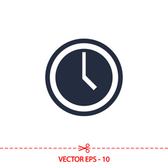 clock icon, vector illustration. Flat design style