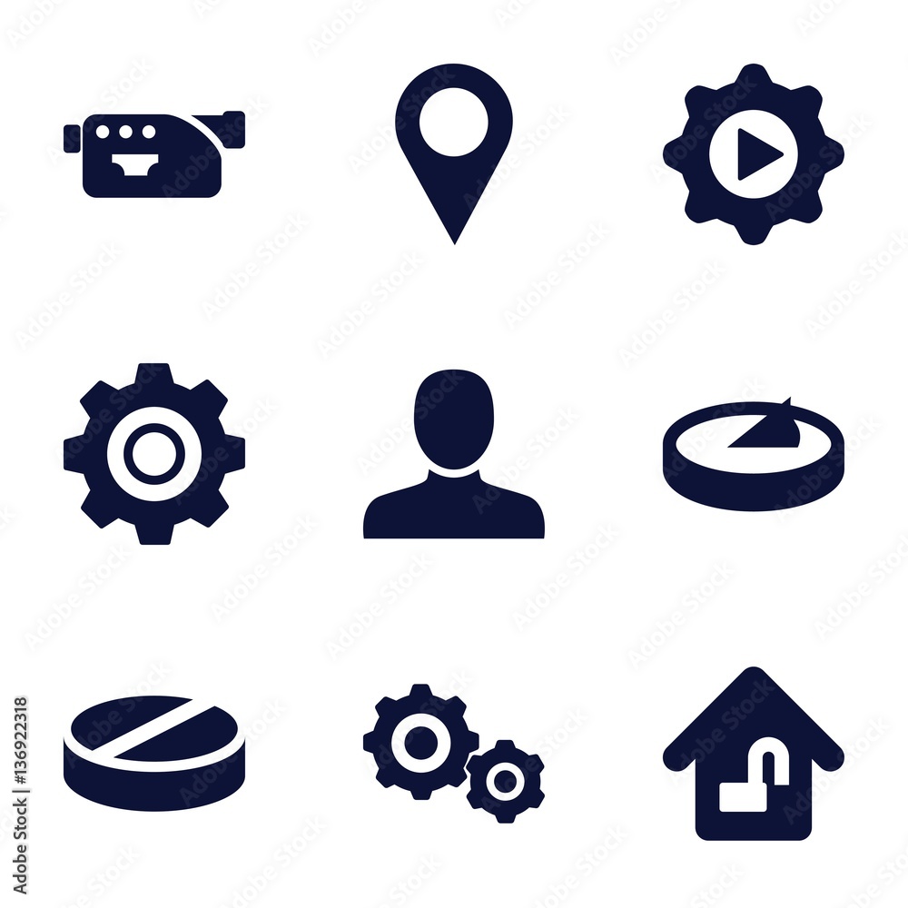 Poster set of 9 web filled icons