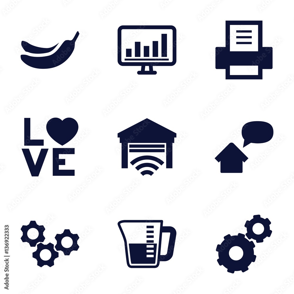 Poster set of 9 web filled icons