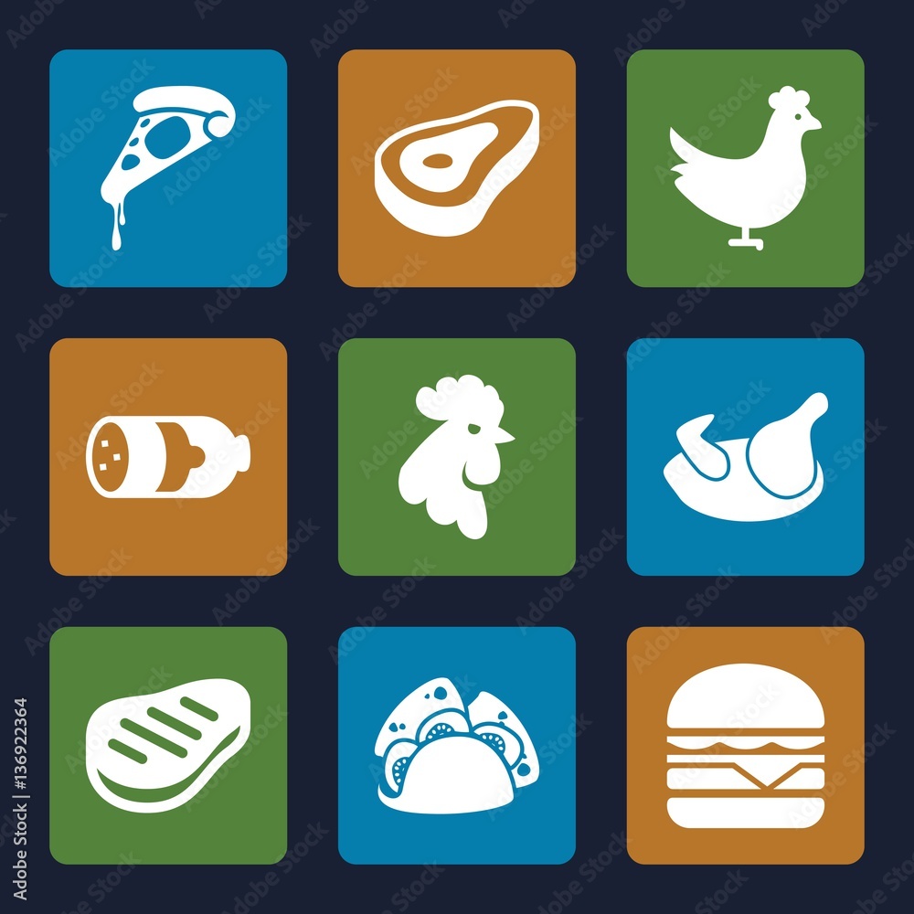 Poster Set of 9 meat filled icons