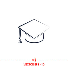 Obraz na płótnie Canvas graduation cap icon, vector illustration. Flat design style