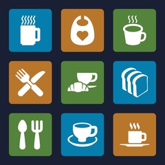 Set of 9 breakfast filled icons