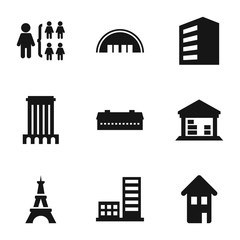 Set of 9 structure filled icons
