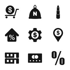 Set of 9 bank filled icons