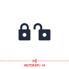 lock icon, vector illustration. Flat design style
