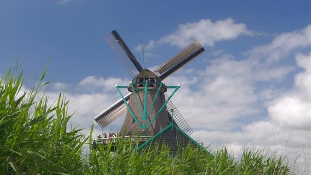 Ancient windmill at the Zaanse Schans in The Netherlands