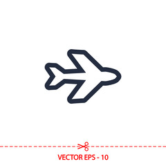 Airplane  icon,  vector illustration. Flat design style