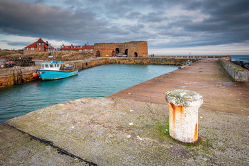 Beadnell Harbour and Lime Kilns, at Beadnell village on the Northumberland coastline, which is a...
