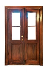 Wooden double door isolated on white interior side