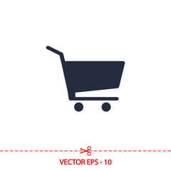 shopping cart icon, vector illustration. Flat design style