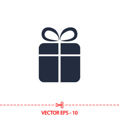 gift  icon, vector illustration. Flat design style 