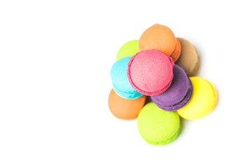 Fototapeta na wymiar Tasty colorful macaroon on a white background (macaron, macarons, macaroon)